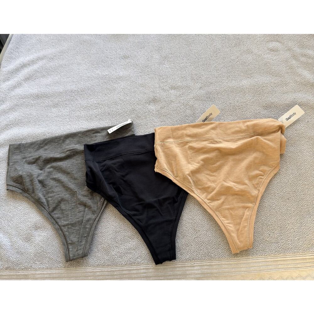 GapBody Women’s 3 Pack High Cut Brief Underwear Size S Gray Black Nude NWT